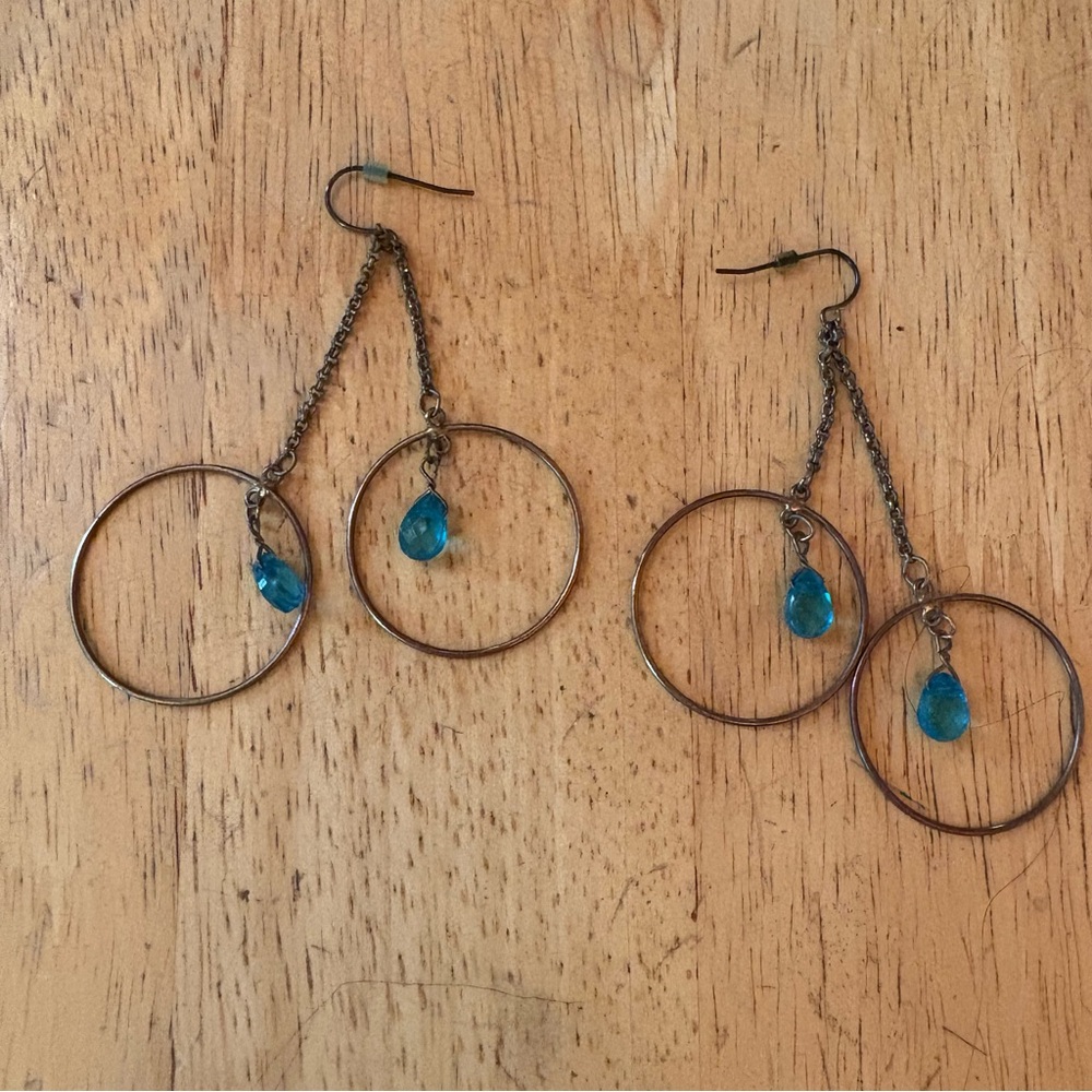 Teal Vintage Teardrop Hoop Earrings